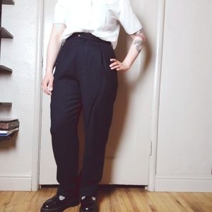 Blue Green Red Plaid Pants Hi Waist Wool Straight